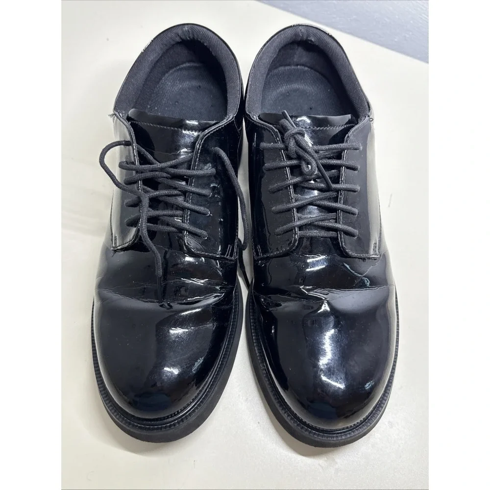 MENS 12M BATES E22141 HIGH GLOSS TACTICAL DUTY OXFORD Patent Leather SHOES BLACK